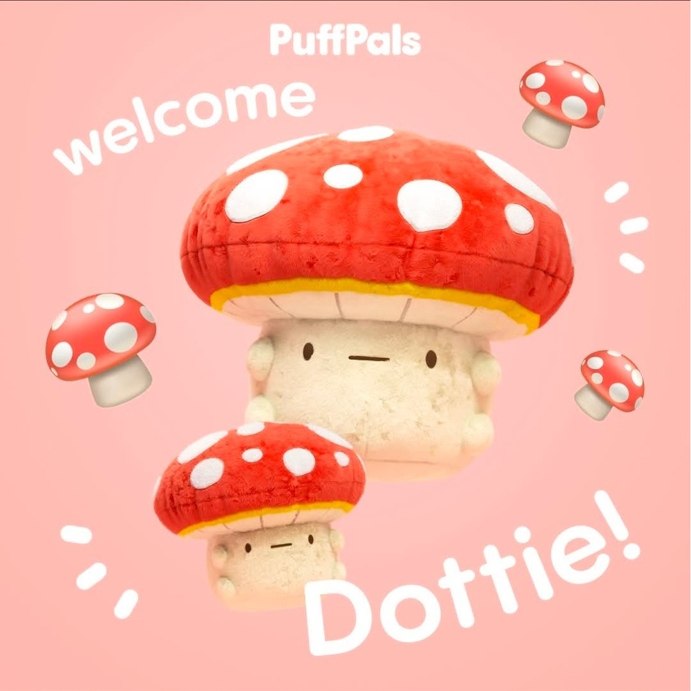 Fluffnest Puffpals Dottie Mushroom Plush Red White Large Stuffed Animal Toy